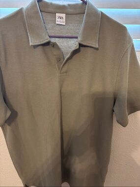 ZARA Men's Light Olive Polo Shirt